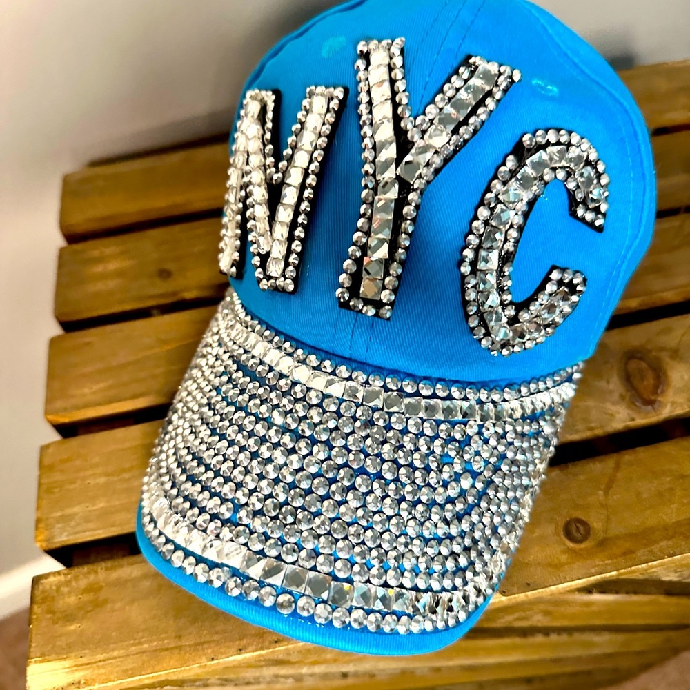 Blue NYC Rhinestone Cap - Picture 2 of 12
